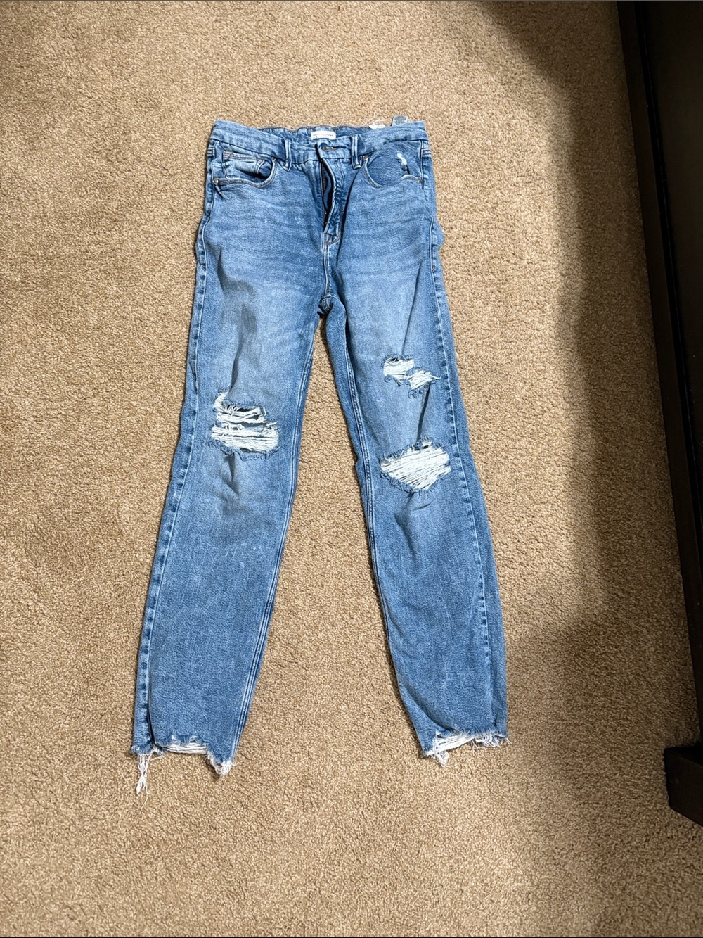 Good American Light Blue Distressed Boyfriend Jeans